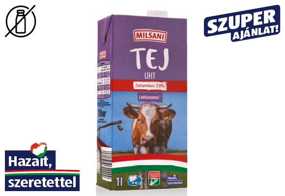 MILSANI Laktózmentes UHT tej, 1 l/doboz