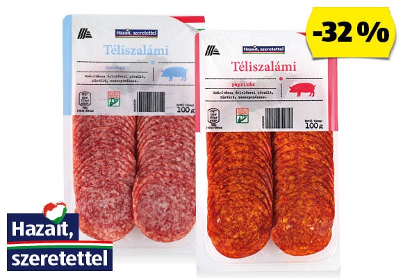 Szeletelt téliszalámi, 100 g/csomag