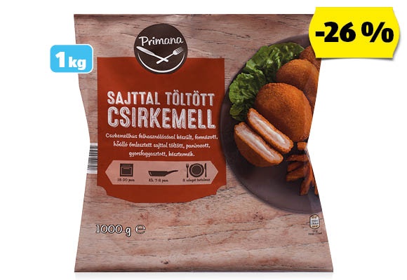 PRIMANA Sajttal töltött csirkemell, 1 kg/csomag