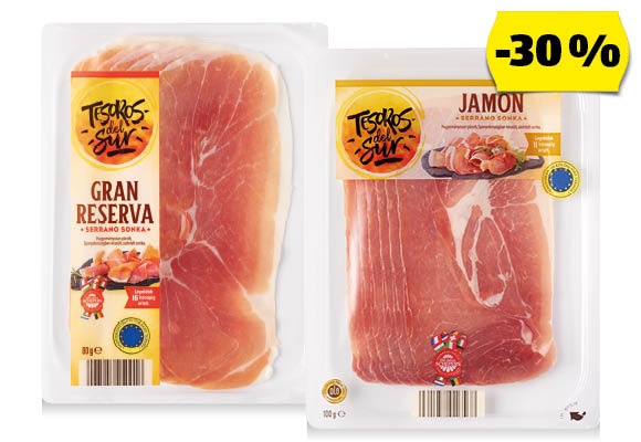 TESOROS DEL SUR Serrano sonka, 100 g vagy 80 g/csomag