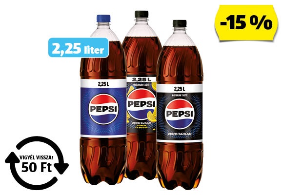 PEPSI Szénsavas üdítőital, 2,25 l/palack