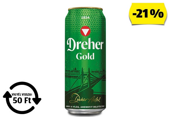 DREHER Világos sör, 0,5 l/doboz