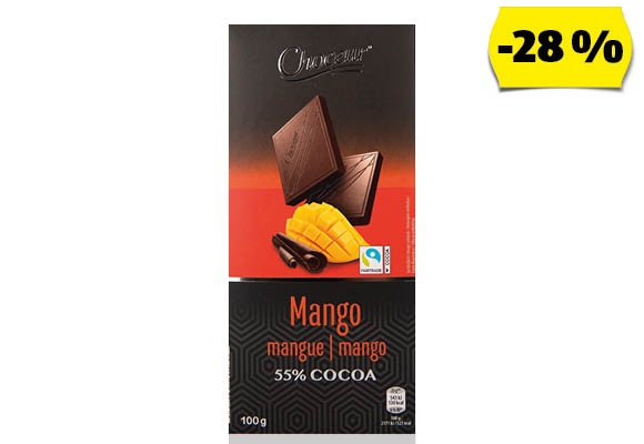 CHOCEUR Noir étcsokoládé gyümölcsökkel, 100 g/darab