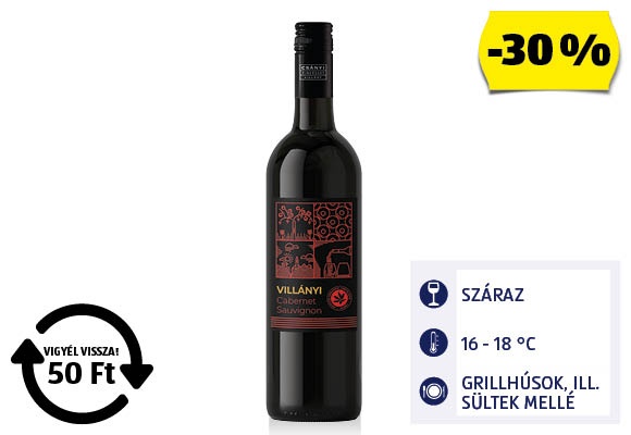 VILLÁNY Cabernet Sauvignon, 0,75 l/üveg
