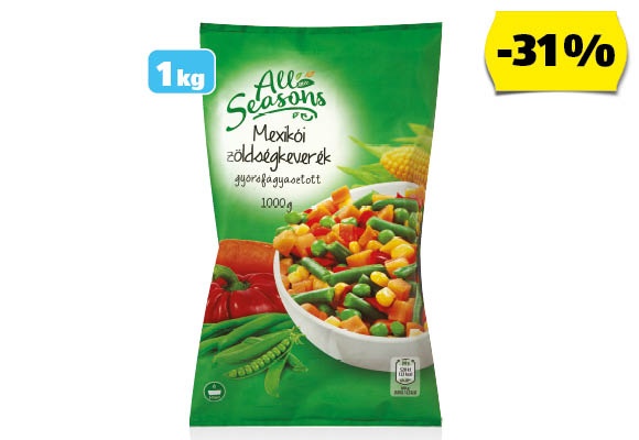 ALL SEASONS Mexikói zöldségkeverék, 1 kg/csomag