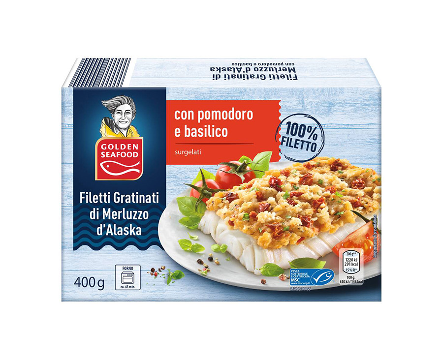  Filetto di Pollack gratinato pomodoro basilico MSC 400 g