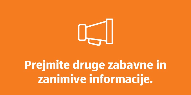 Na oranžnem ozadju je tekst: Prejmite druge zabavne in zanimive informacije