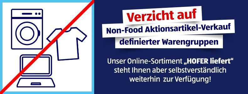 Verzicht auf Non-Food Aktionsartikel-Verkauf definierter Warengruppen
