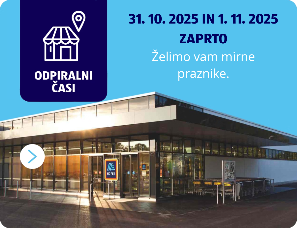 Hofer trgovina na modrem ozadju