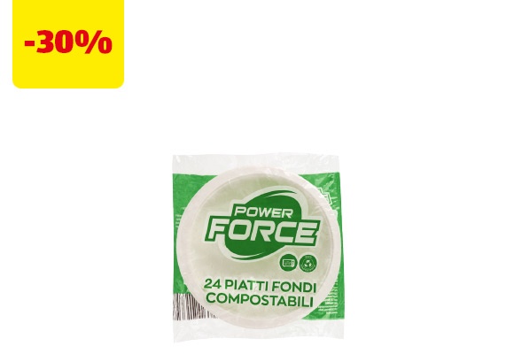 POWER FORCE Piatti fondi compostabili monouso