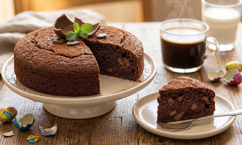 Torta al cioccolato con uova di Pasqua