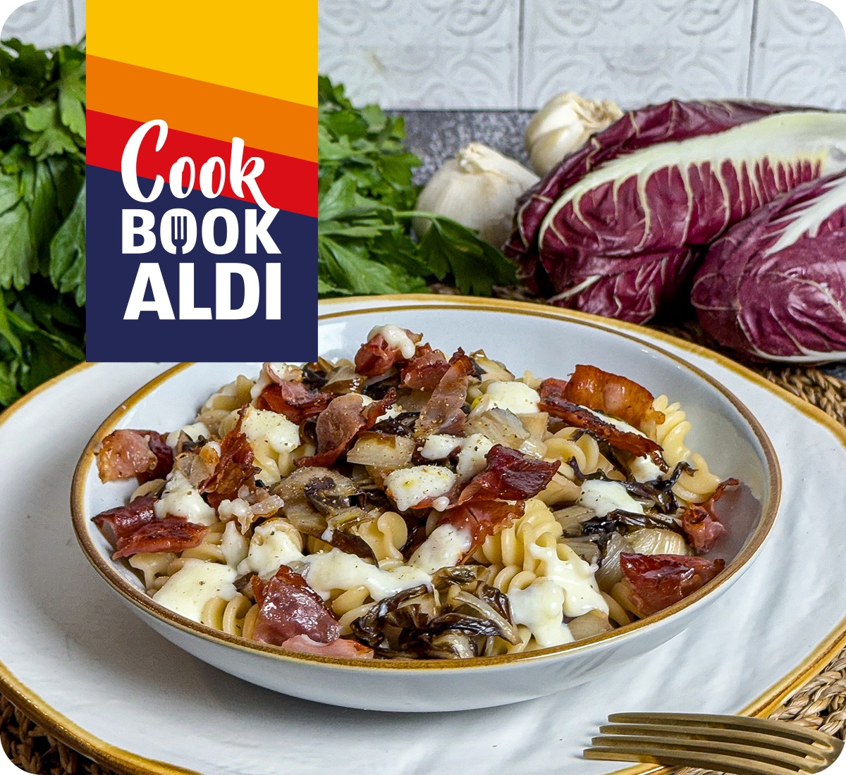 Fusilli radicchio, speck e taleggio