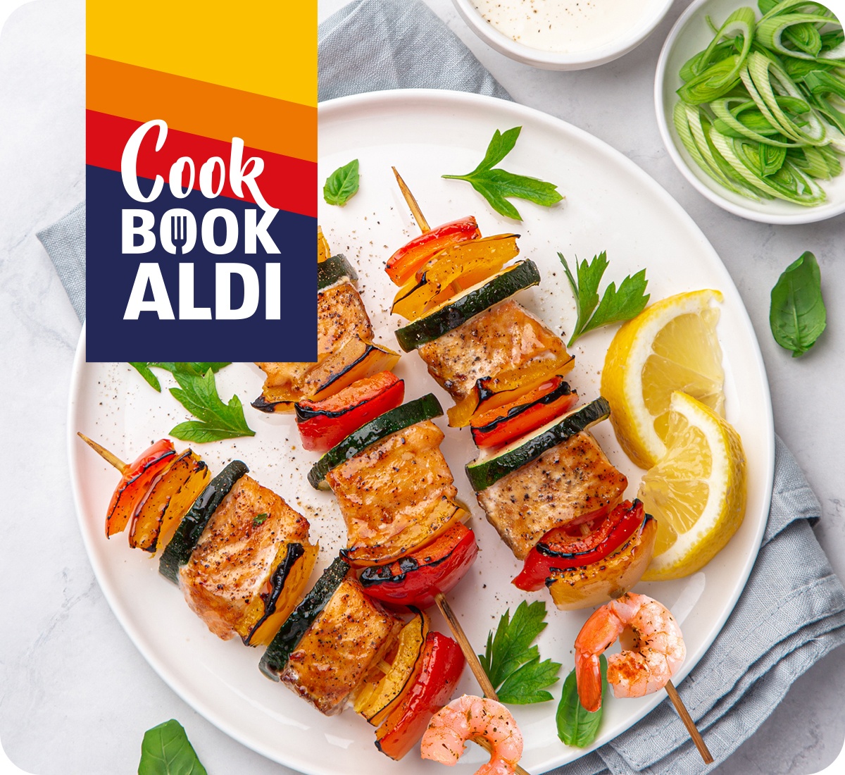 Spiedini di pesce e zucchine