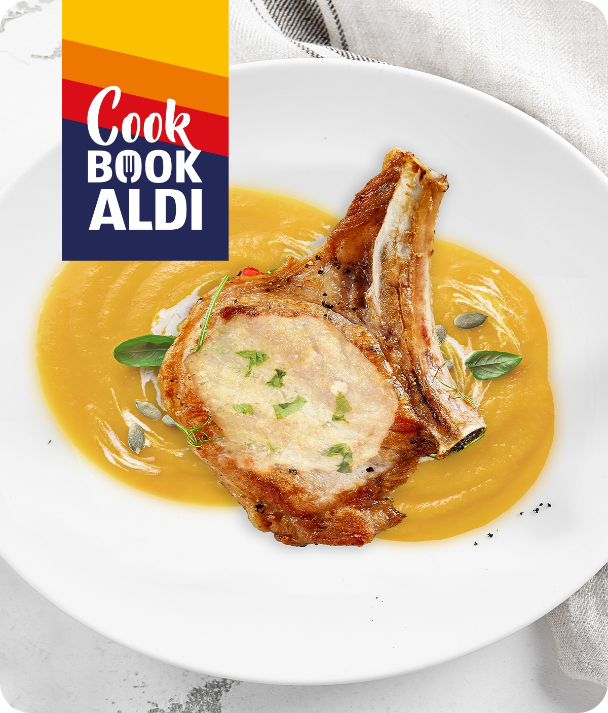 Braciole di maiale con crema di zucca e taleggio