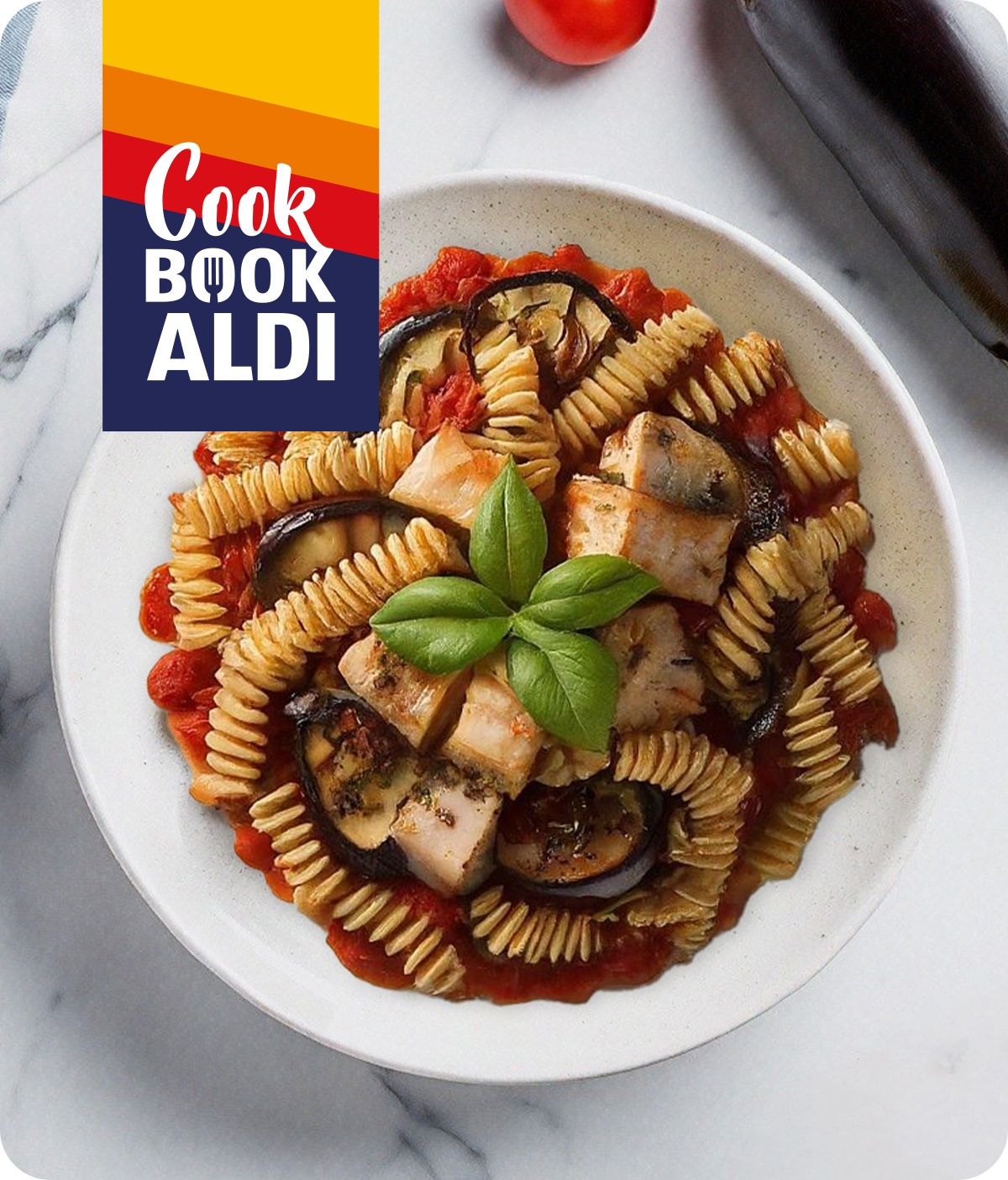 Fusilli con melanzane e pesce spada