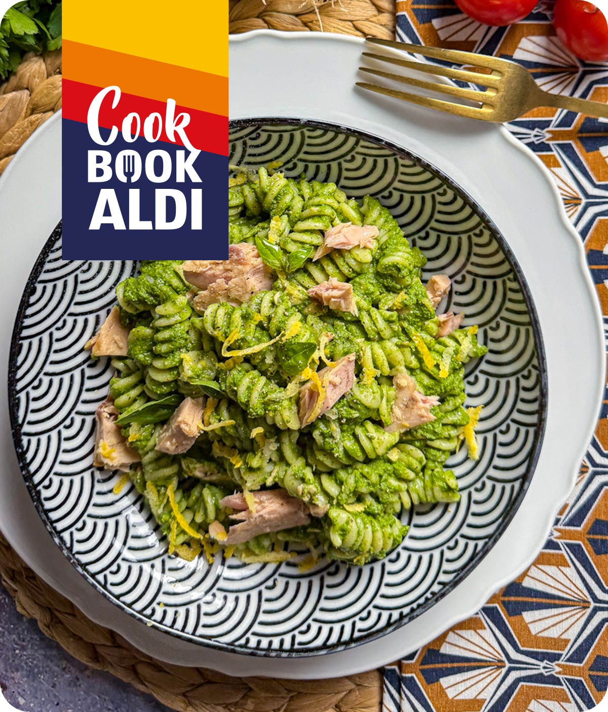Pasta al pesto di rucola con tonno