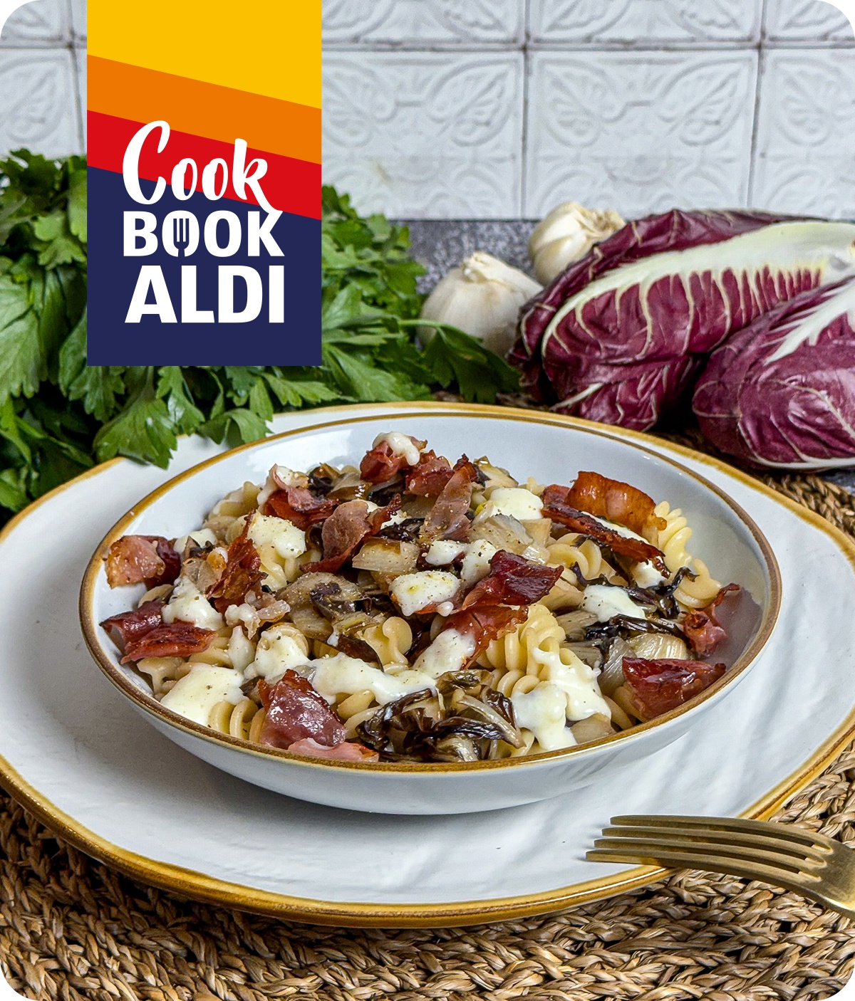 Fusilli radicchio, speck e taleggio