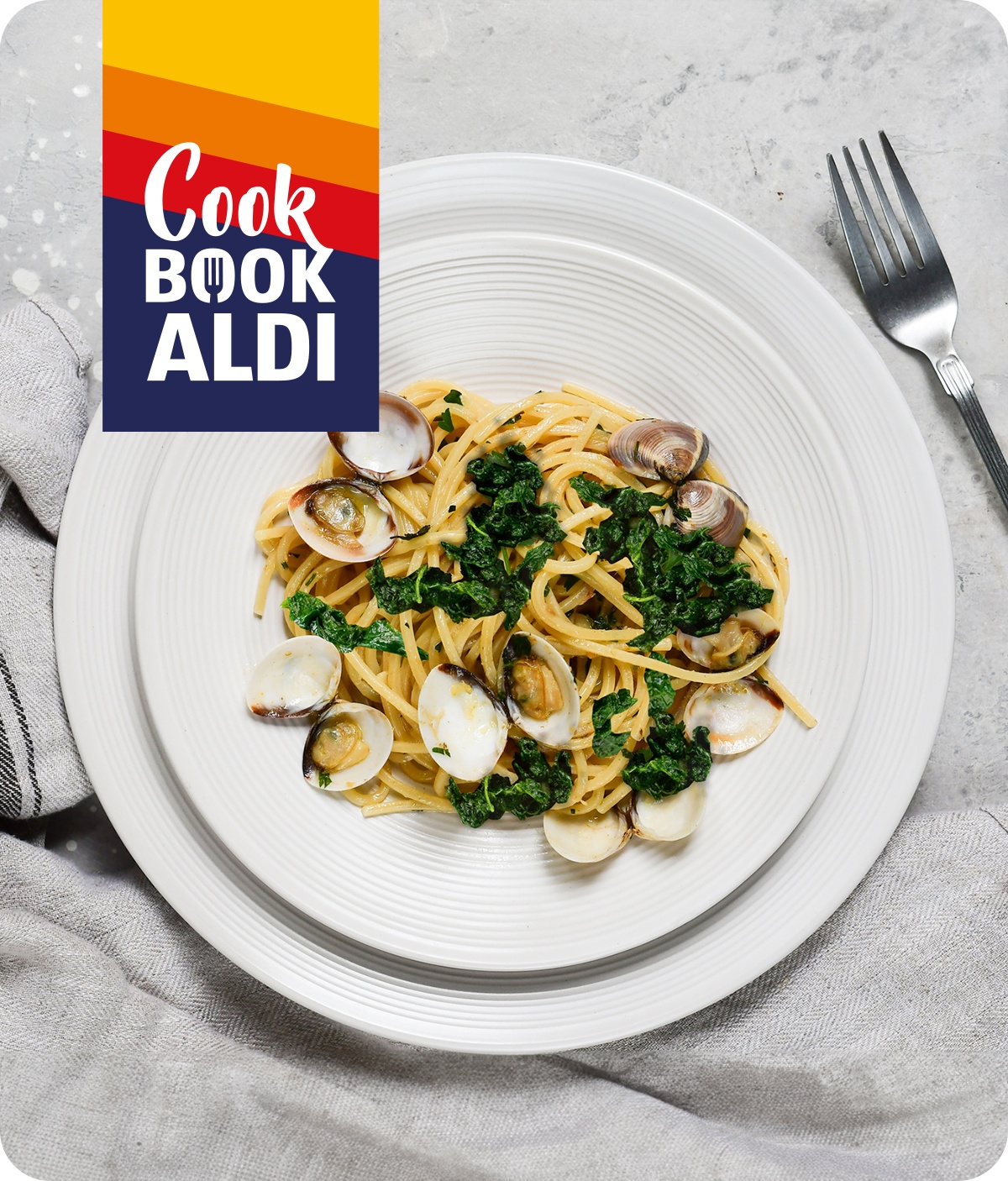 Linguine con cime di rapa e vongole