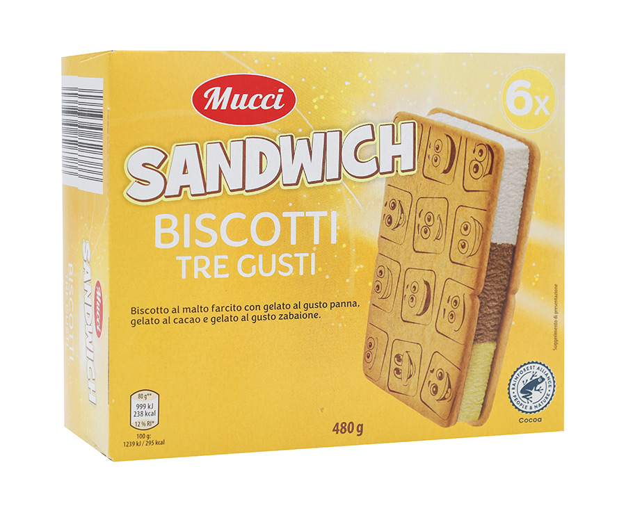 Biscotto gelato tre gusti Mucci