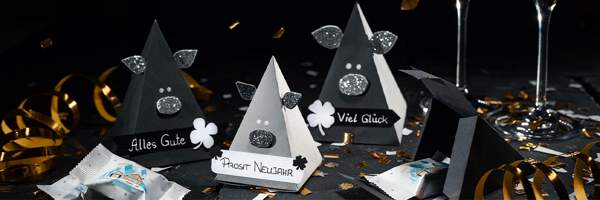 Glücksschweinchen für Silvester aus Karton