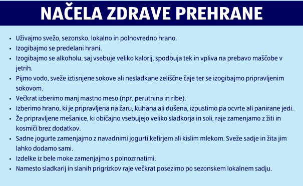 Grafika Načela zdrave prehrane