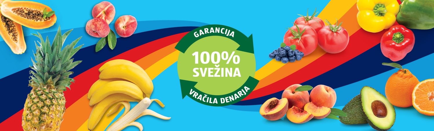 Različno sadje in zelenjava na modri podlagi