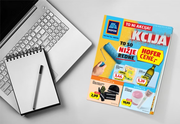 HOFERjev spletni letak se lista na tabličnem računalniku