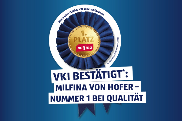 VKI bestätigt: Milfina von HOFER - Nummer 1 bei Qualität