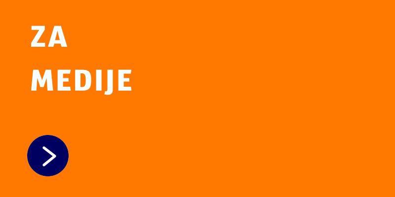 Besedilo: Za medije na oranžni podlagi z modro piščico za klik