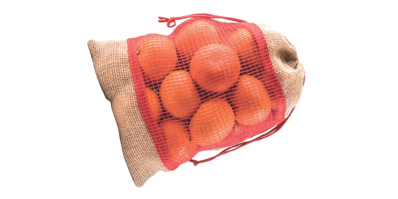 Klementine v vreči iz jute