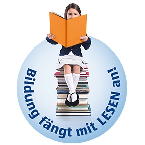 Badge Bildung fängt mit Lesen an 
