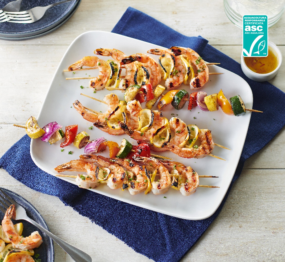 Spiedini di gamberi