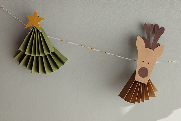 Tannenbaum und Rentier Fächer-Deko