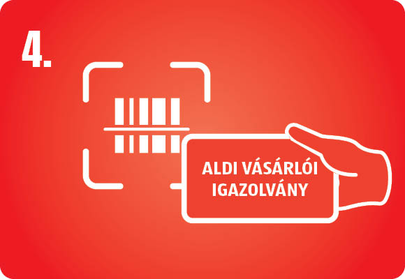 Ha rendelkezik ALDI Vásárlói igazolvánnyal, érintse meg a KÁRTYA BEOLVASÁSA gombot, majd helyezze a kártyát az olvasóba!