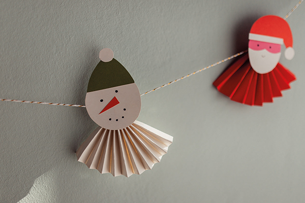 Schneemann und Nikolaus Fächer-Deko