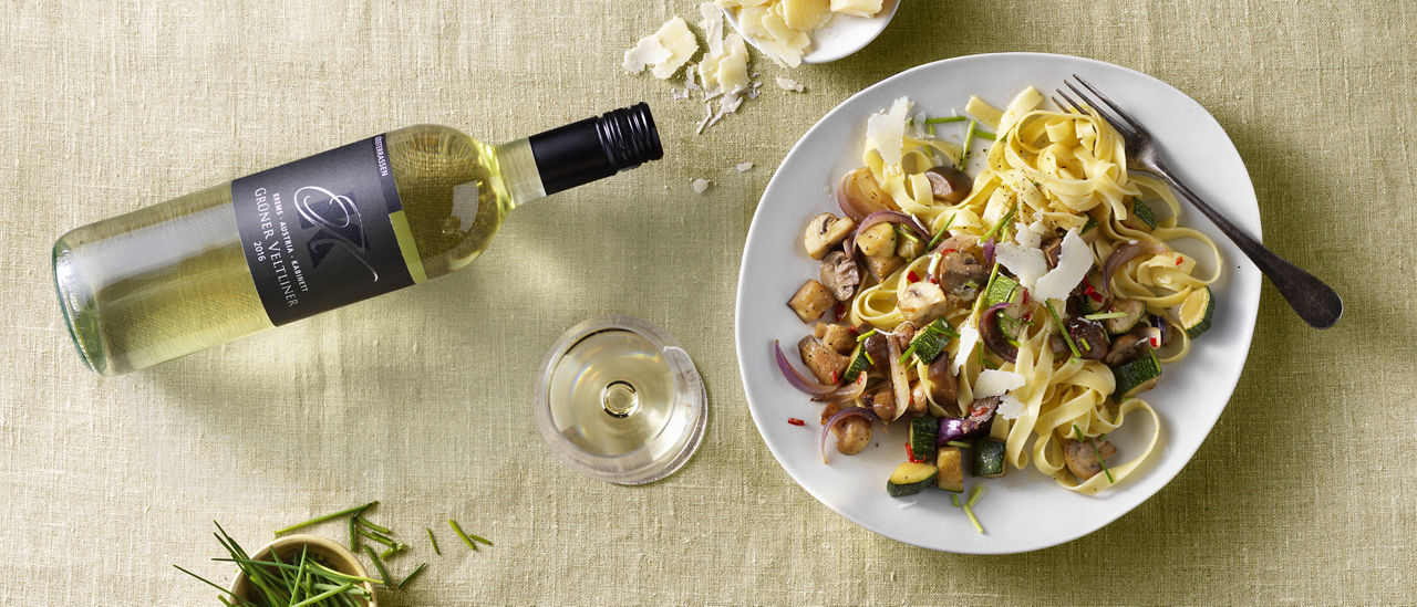 Tagliatelle met gepofte champignons en groenten van ALDI