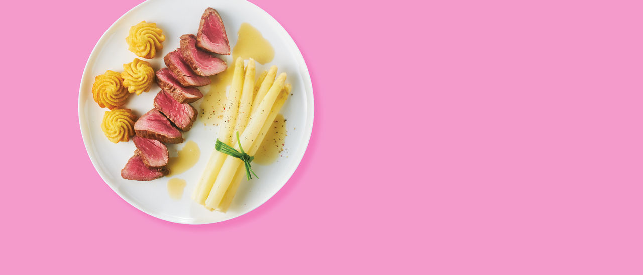 Asperges met varkenshaas en bruine boter van ALDI