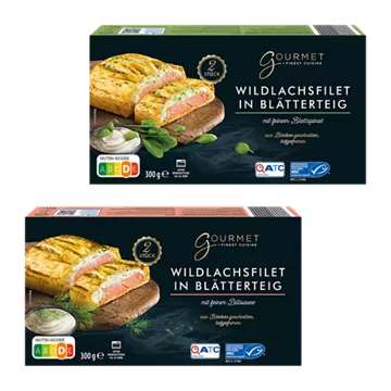Wildlachsfilet in Blätterteig