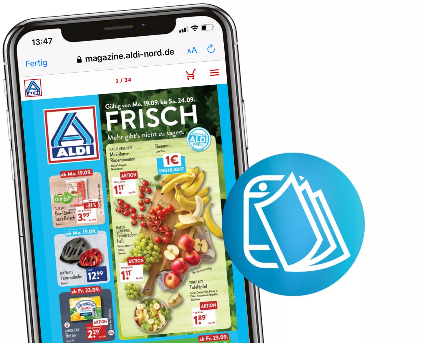 Prospekt in der ALDI Nord App