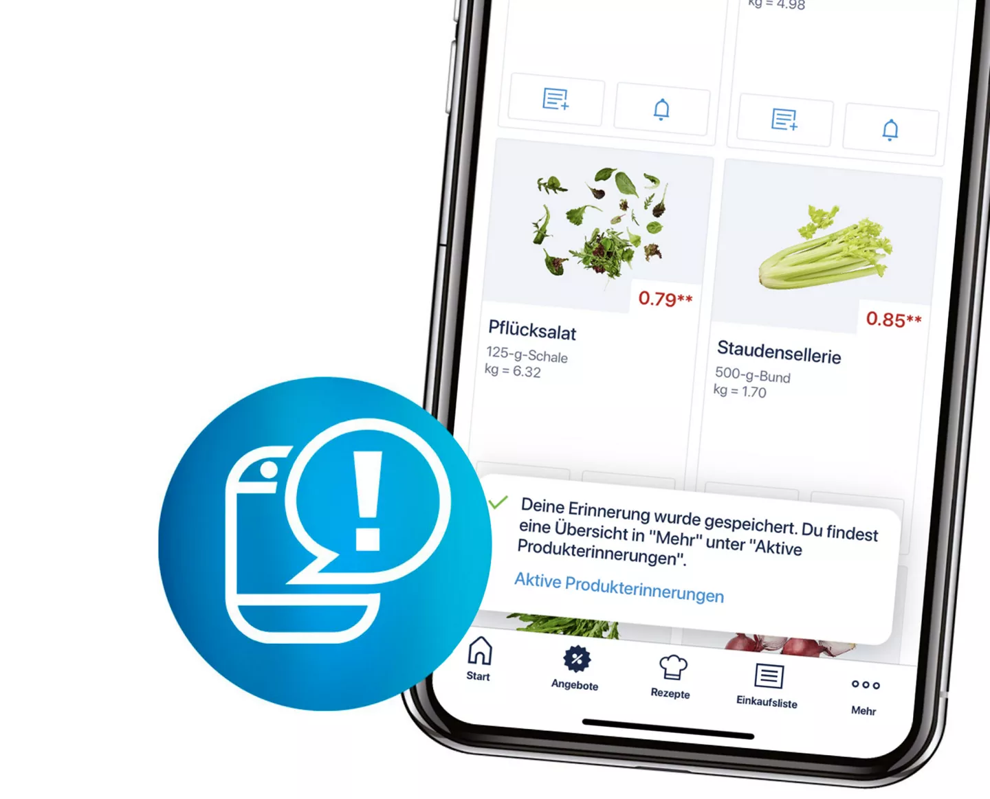 Handydisplay mit Push-Nachricht von ALDI Nord