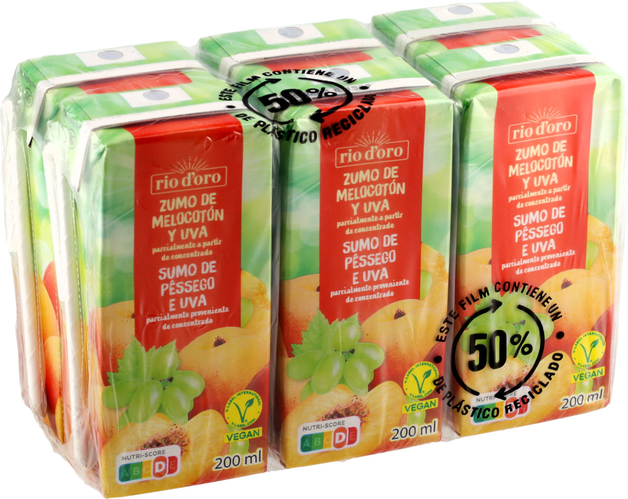 Zumo de melocotón y uva 6 x 200 ml