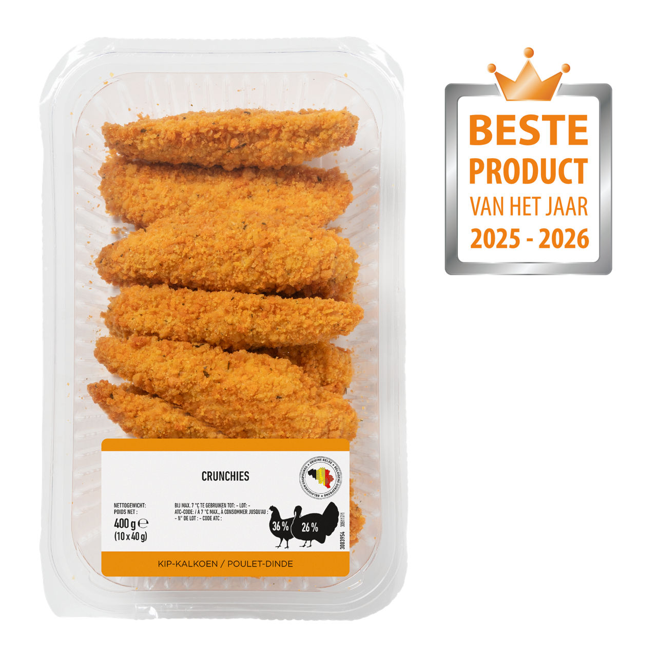 Crunchies kip-kalkoen, 10 st. (2 x 400 g)