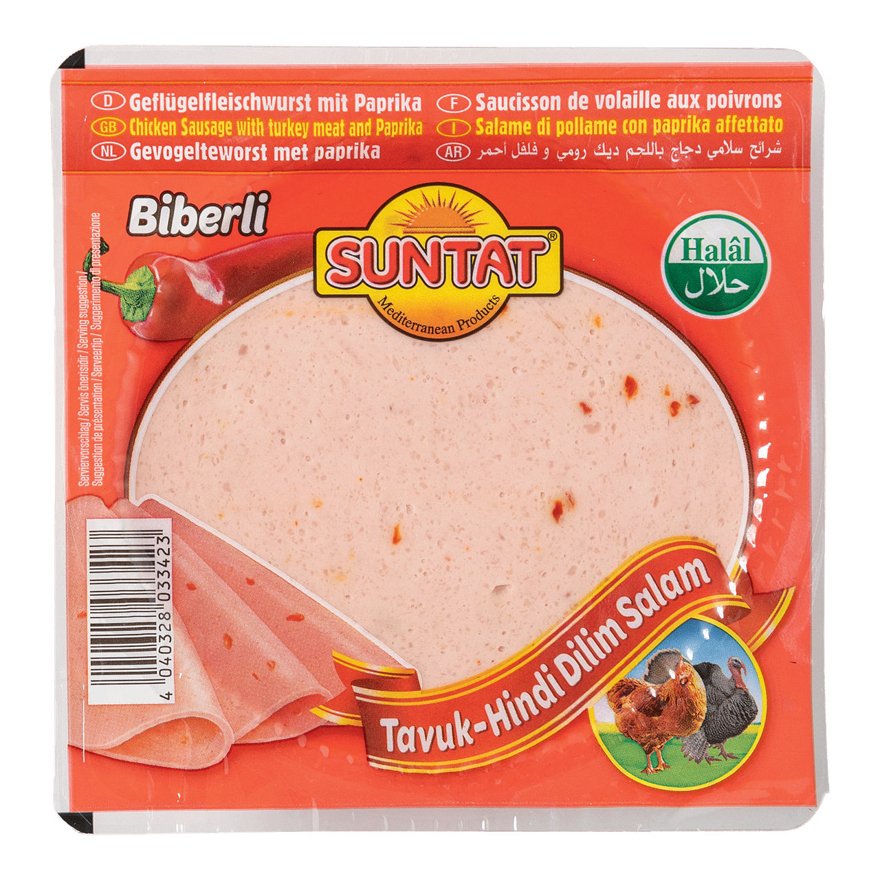 SUNTAT® Gevogelteworst in sneetjes met paprika