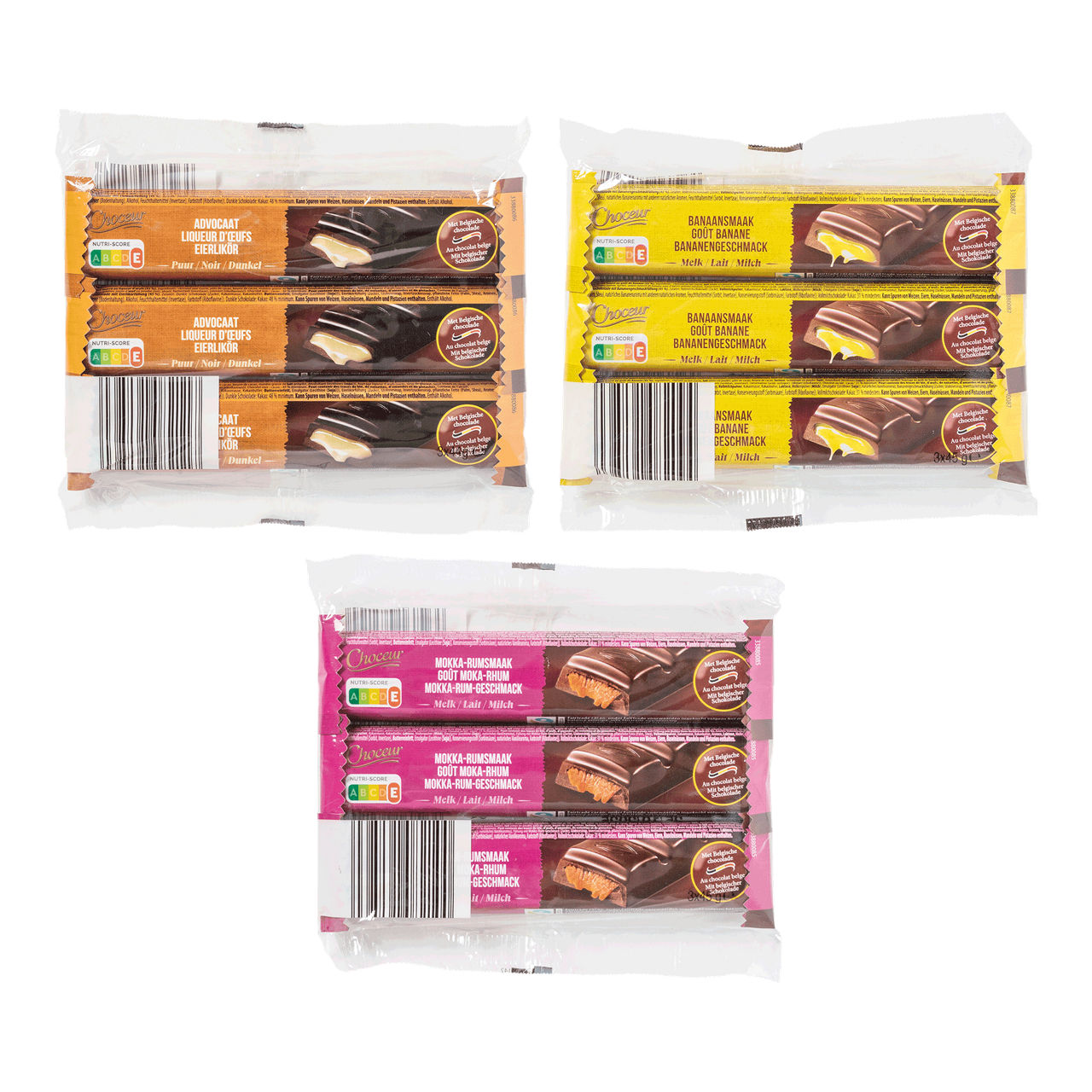 CHOCEUR Gevulde chocoladerepen, 3 st. (3 x 135 g)
