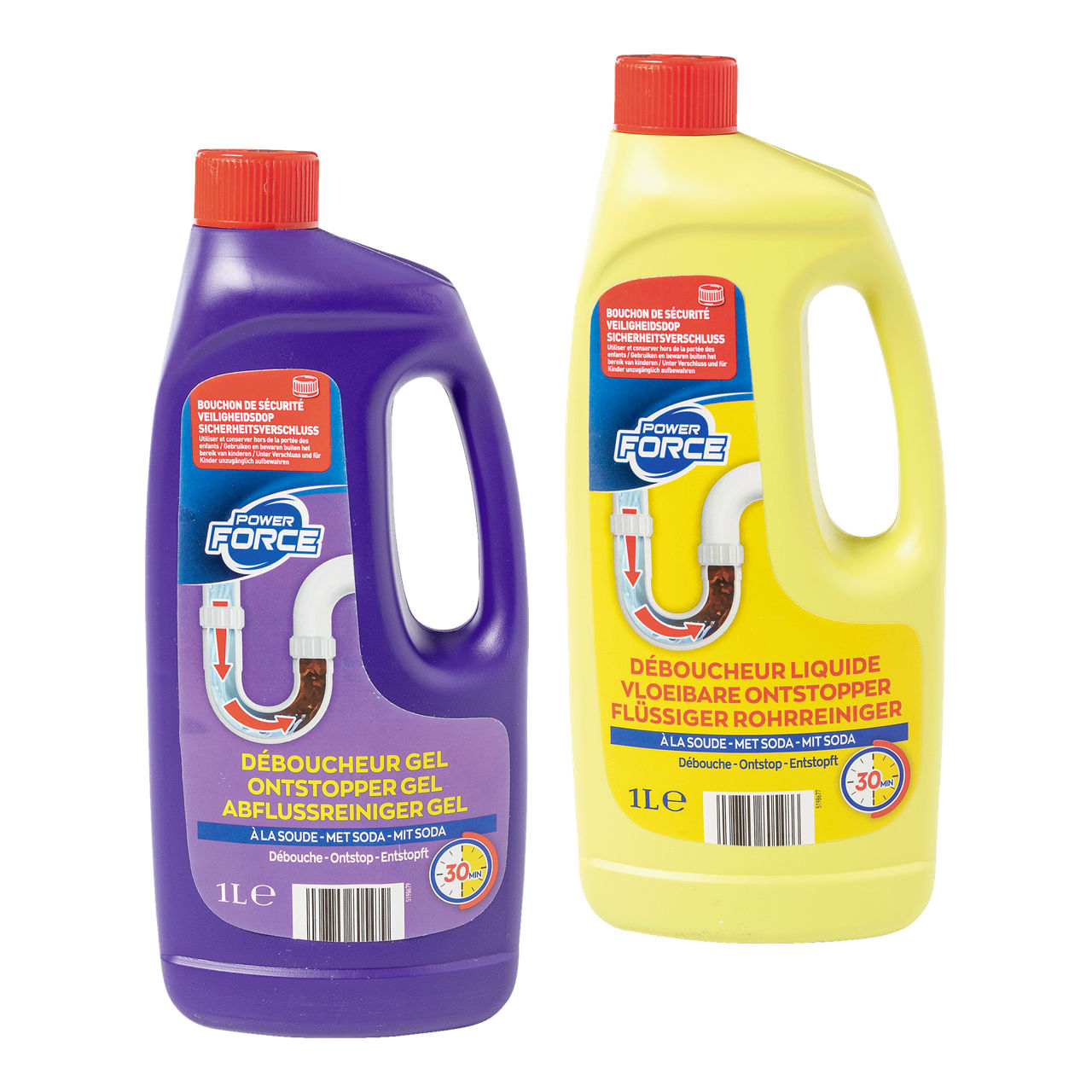 POWER FORCE Ontstopper met soda, 1 l (2 x 1 l)