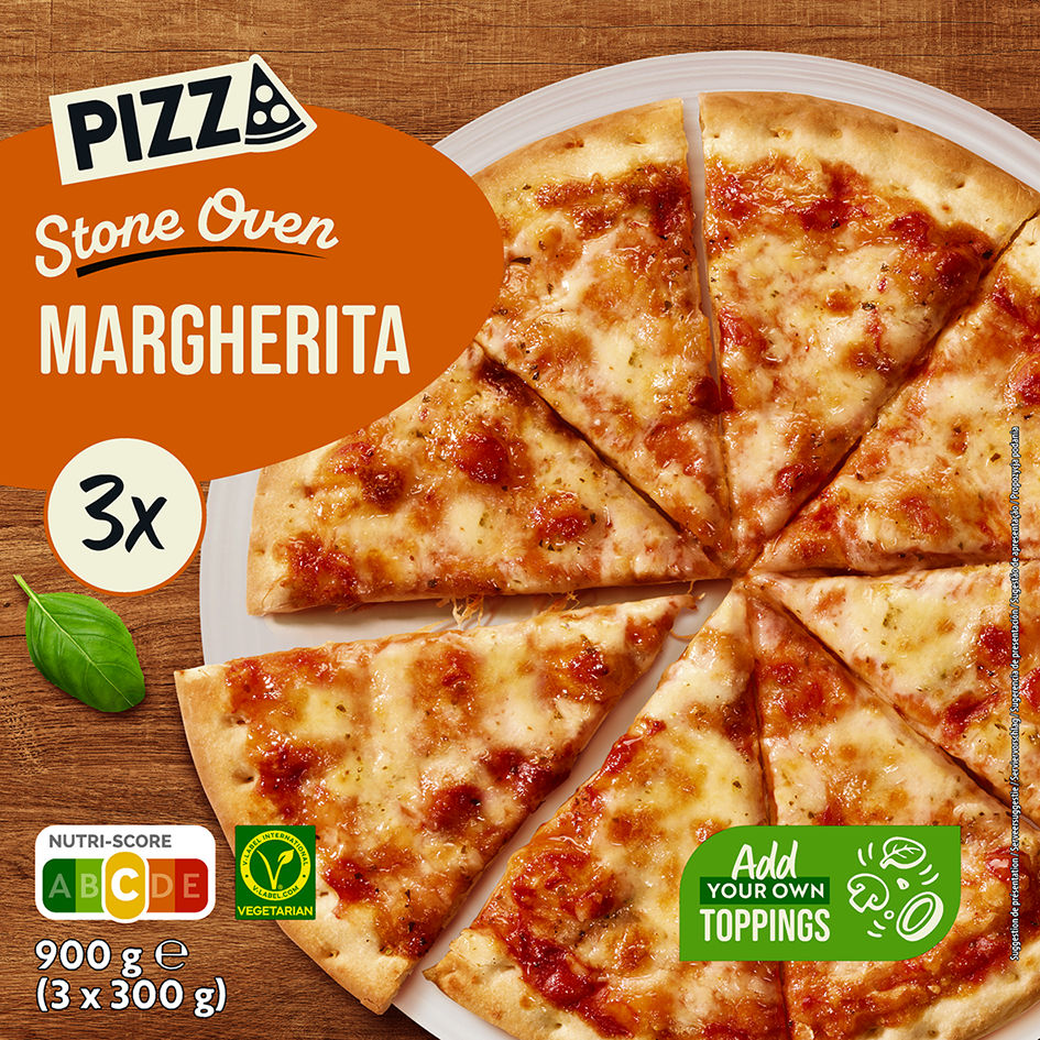 PIZZA Steenovenpizza margherita, 3 st. (900 g)
