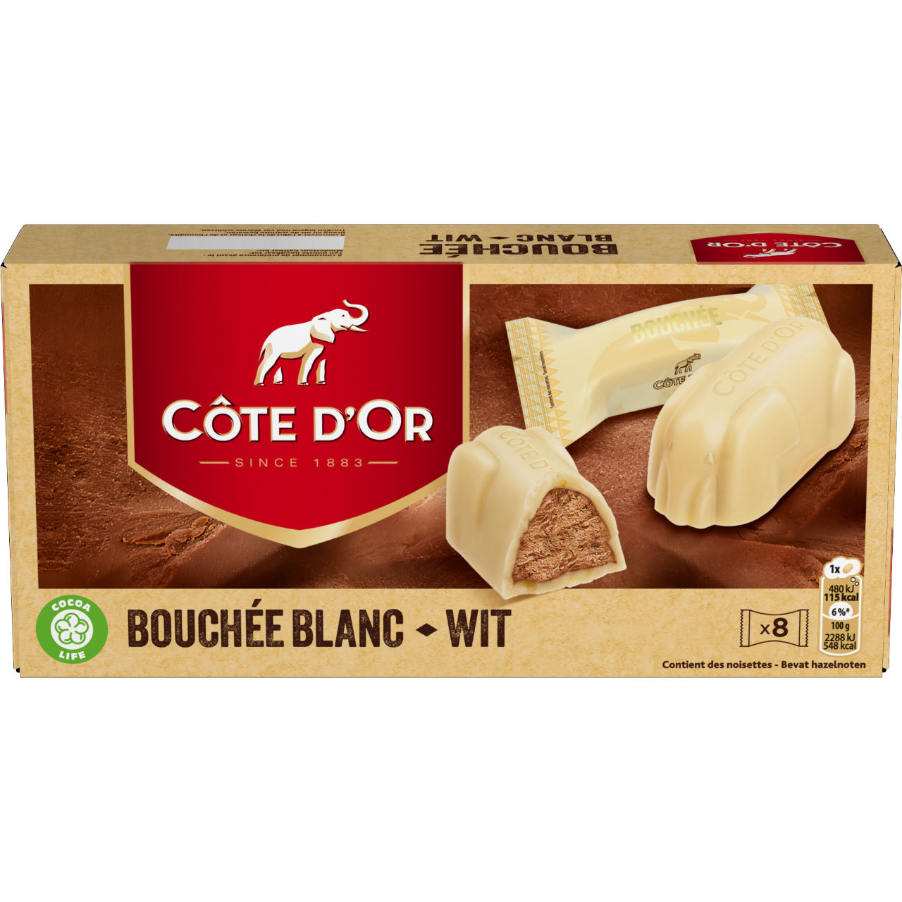 CÔTE D'OR Bouchées wit, 8 st. (168 g)