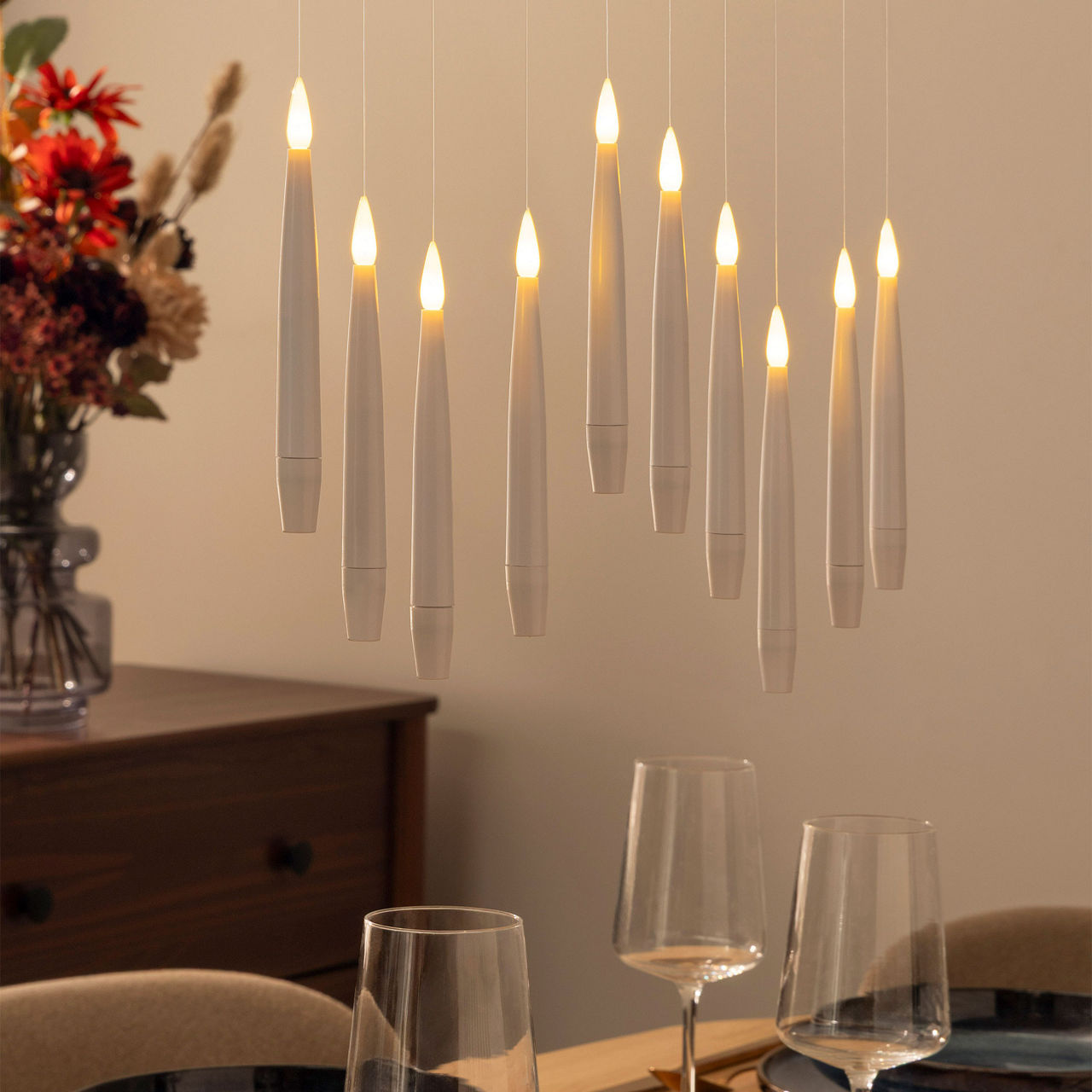 HOME CREATION Zwevende kaarsen met toverstok, 10 st.