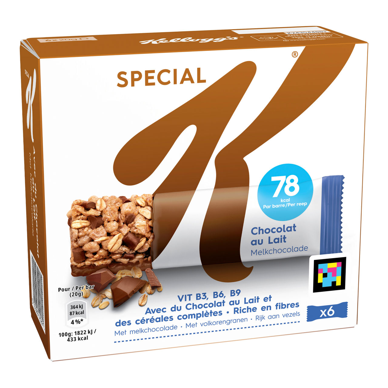 SPECIAL K Graanrepen met melkchocolade, 6 st. (120 g)