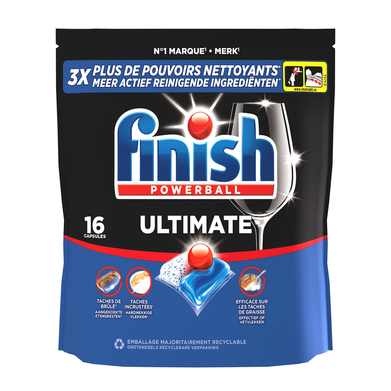 FINISH Ultimate all-in-one-vaatwastabletten, 16 st. (16 wasbeurten, per 5 pakken)